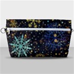 Gold Teal Snowflakes Gold Abstract Christmas Handbag Organizer