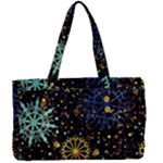 Gold Teal Snowflakes Gold Abstract Christmas Canvas Work Bag