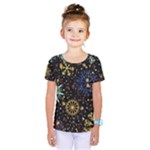 Gold Teal Snowflakes Gold Abstract Christmas Kids  One Piece T-Shirt