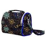 Gold Teal Snowflakes Gold Abstract Christmas Satchel Shoulder Bag