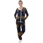 Gold Teal Snowflakes Gold Abstract Christmas Women s Tracksuit