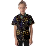 Gold Teal Snowflakes Gold Abstract Christmas Kids  Short Sleeve Shirt