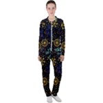 Gold Teal Snowflakes Gold Abstract Christmas Casual Jacket and Pants Set