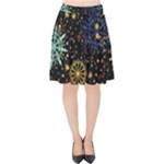 Gold Teal Snowflakes Gold Abstract Christmas Velvet High Waist Skirt