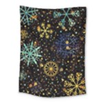 Gold Teal Snowflakes Gold Abstract Christmas Medium Tapestry