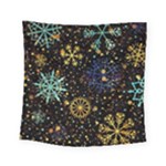 Gold Teal Snowflakes Gold Abstract Christmas Square Tapestry (Small)