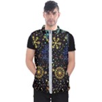 Gold Teal Snowflakes Gold Abstract Christmas Men s Puffer Vest