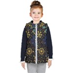 Gold Teal Snowflakes Gold Abstract Christmas Kids  Hooded Puffer Vest