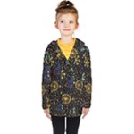 Gold Teal Snowflakes Gold Abstract Christmas Kids  Double Breasted Button Coat