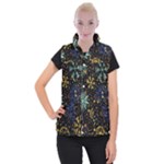 Gold Teal Snowflakes Gold Abstract Christmas Women s Button Up Vest