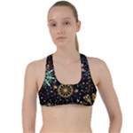 Gold Teal Snowflakes Gold Abstract Christmas Criss Cross Racerback Sports Bra