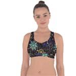 Gold Teal Snowflakes Gold Abstract Christmas Cross String Back Sports Bra