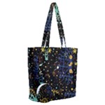 Gold Teal Snowflakes Gold Abstract Christmas Everyday Shoulder Bag with Pouch Bag