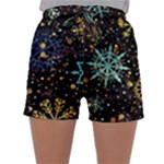 Gold Teal Snowflakes Gold Abstract Christmas Sleepwear Shorts