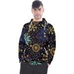 Gold Teal Snowflakes Gold Abstract Christmas Men s Pullover Hoodie