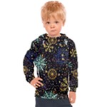 Gold Teal Snowflakes Gold Abstract Christmas Kids  Hooded Pullover