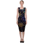 Gold Teal Snowflakes Gold Abstract Christmas Sleeveless Pencil Dress