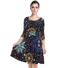 Quarter Sleeve Waist Band Dress 