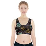 Gold Teal Snowflakes Gold Abstract Christmas Sports Bra With Pocket