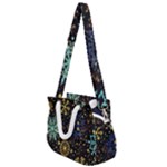 Gold Teal Snowflakes Gold Abstract Christmas Rope Handles Shoulder Strap Bag