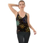 Gold Teal Snowflakes Gold Abstract Christmas Chiffon Cami