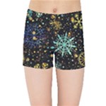 Gold Teal Snowflakes Gold Abstract Christmas Kids  Sports Shorts