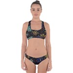 Gold Teal Snowflakes Gold Abstract Christmas Cross Back Hipster Bikini Set