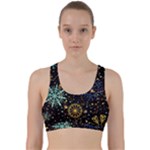 Gold Teal Snowflakes Gold Abstract Christmas Back Weave Sports Bra