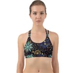 Gold Teal Snowflakes Gold Abstract Christmas Back Web Sports Bra