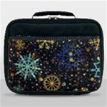 Gold Teal Snowflakes Gold Abstract Christmas Lunch Bag