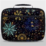 Gold Teal Snowflakes Gold Abstract Christmas Full Print Lunch Bag