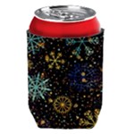 Gold Teal Snowflakes Gold Abstract Christmas Can Holder