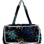 Gold Teal Snowflakes Gold Abstract Christmas Multi Function Bag