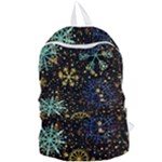 Gold Teal Snowflakes Gold Abstract Christmas Foldable Lightweight Backpack