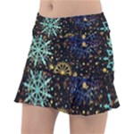 Gold Teal Snowflakes Gold Abstract Christmas Classic Tennis Skirt