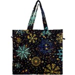 Gold Teal Snowflakes Gold Abstract Christmas Canvas Travel Bag