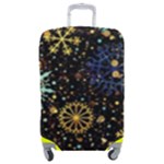 Gold Teal Snowflakes Gold Abstract Christmas Luggage Cover (Medium)