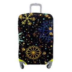 Gold Teal Snowflakes Gold Abstract Christmas Luggage Cover (Small) from ArtsNow.com