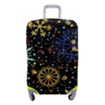 Gold Teal Snowflakes Gold Abstract Christmas Luggage Cover (Small)