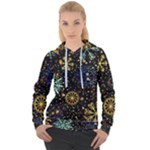 Gold Teal Snowflakes Gold Abstract Christmas Women s Overhead Hoodie