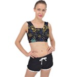 Gold Teal Snowflakes Gold Abstract Christmas V-Back Sports Bra