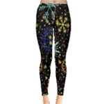 Gold Teal Snowflakes Gold Abstract Christmas Inside Out Leggings