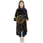 Gold Teal Snowflakes Gold Abstract Christmas Kids  Hooded Rain Ponchos