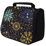 Gold Teal Snowflakes Gold Abstract Christmas Full Print Travel Pouch (Big)