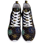 Gold Teal Snowflakes Gold Abstract Christmas Men s Lightweight High Top Sneakers