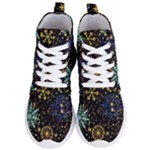 Gold Teal Snowflakes Gold Abstract Christmas Women s Lightweight High Top Sneakers