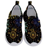 Gold Teal Snowflakes Gold Abstract Christmas Kids  Velcro No Lace Shoes