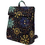 Gold Teal Snowflakes Gold Abstract Christmas Flap Top Backpack