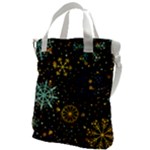 Gold Teal Snowflakes Gold Abstract Christmas Canvas Messenger Bag