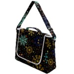 Gold Teal Snowflakes Gold Abstract Christmas Box Up Messenger Bag